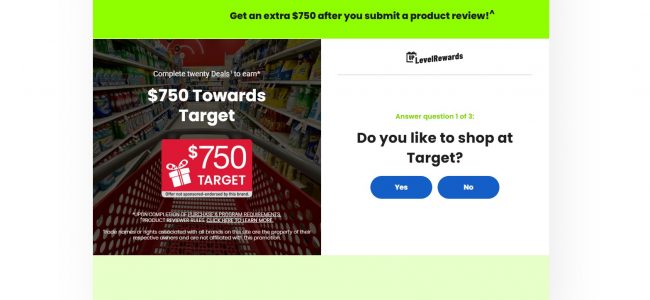 Product Reviewer Target Bonus $750